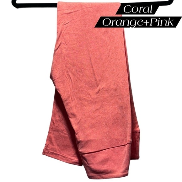 NWOT LulaRoe OS Soft Leggings OneSize  2-10 Small-Large Heather CoralPink Bright - Picture 1 of 9